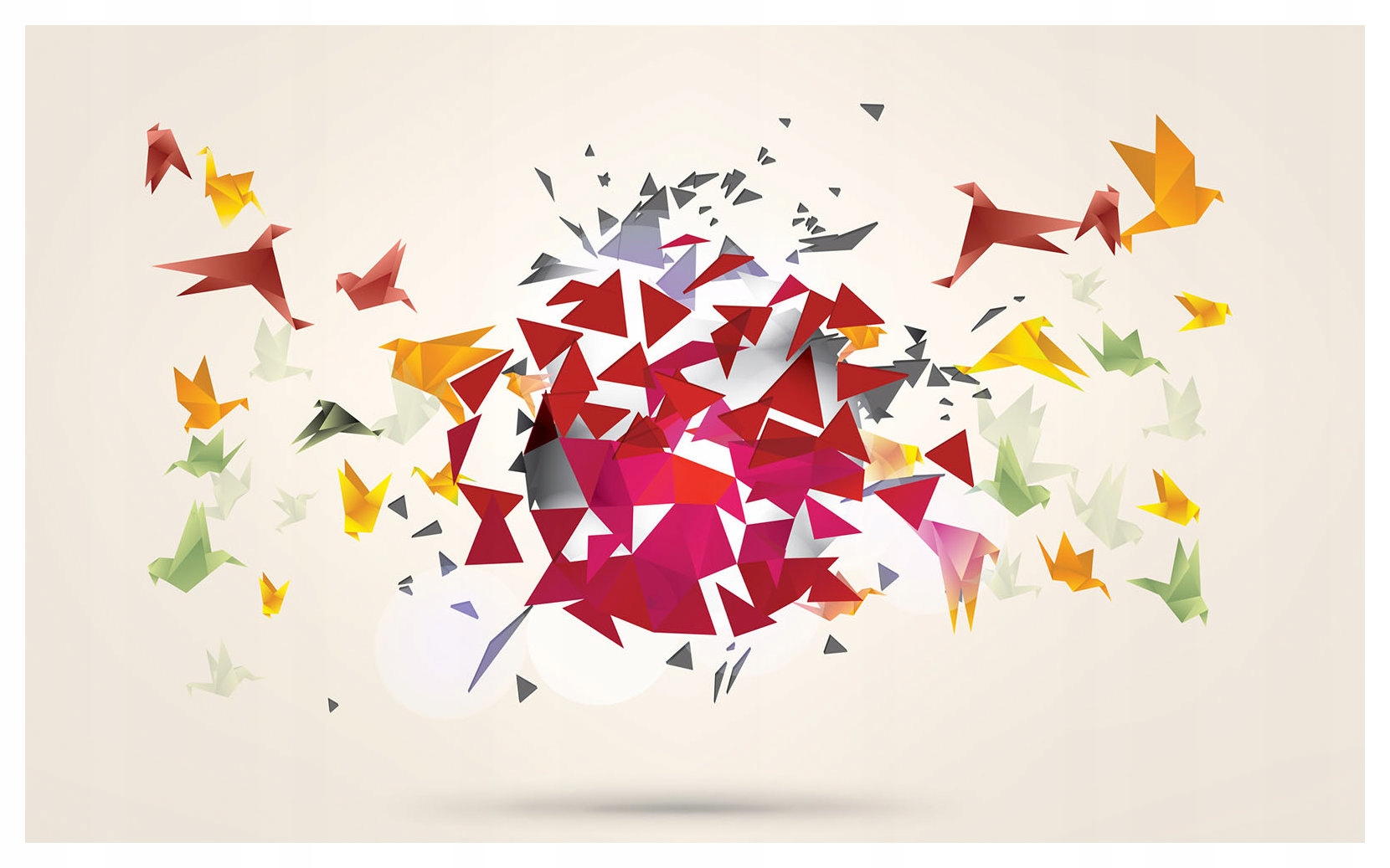 Fototapeta Origami Ptáci Geometrie Abstrakce Barevný design 312x219 lepidlo