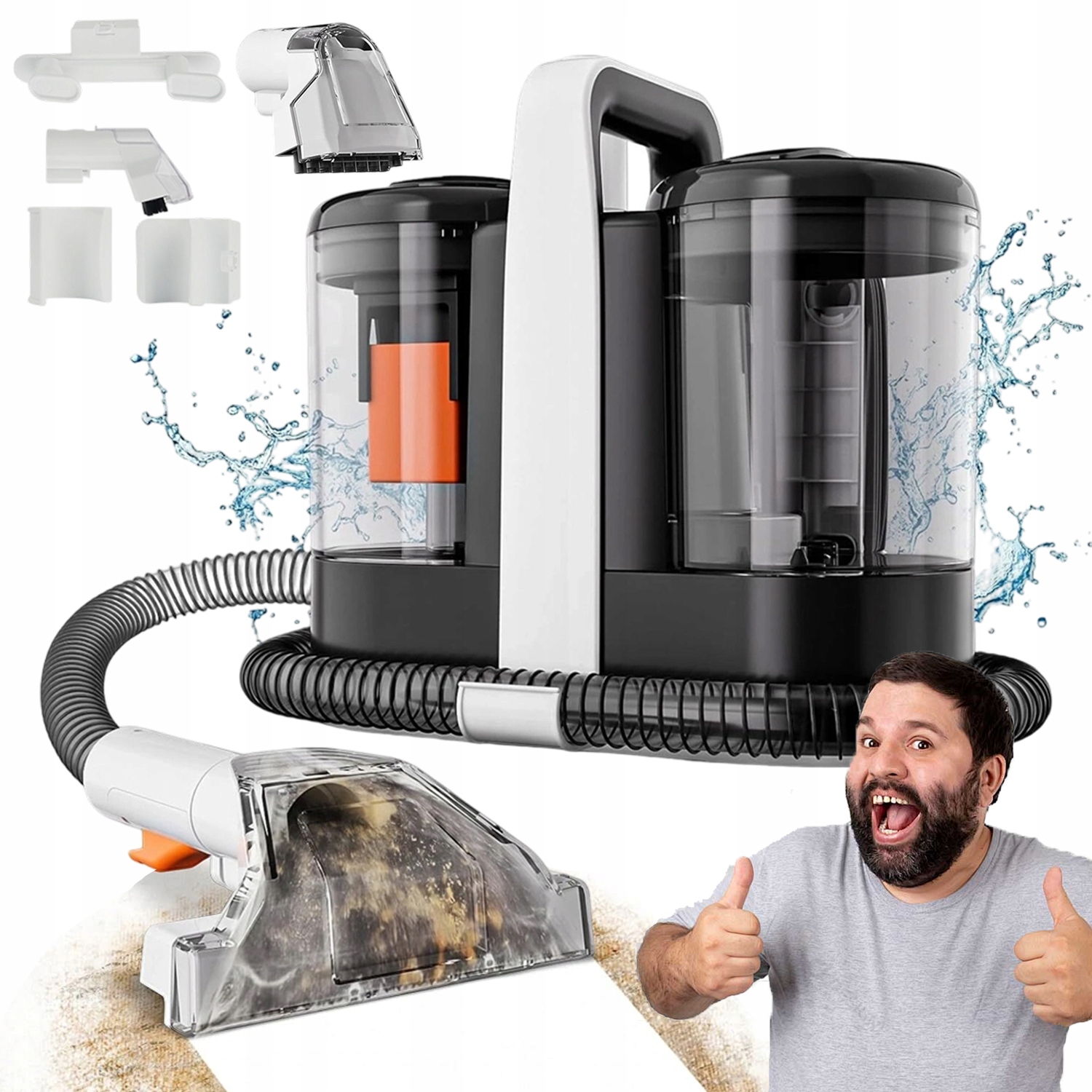 Odkurzacz Piorący Do Tapicerki Dywanów Mocny 600W 15KPA 2 Zbiorniki Na Wodę