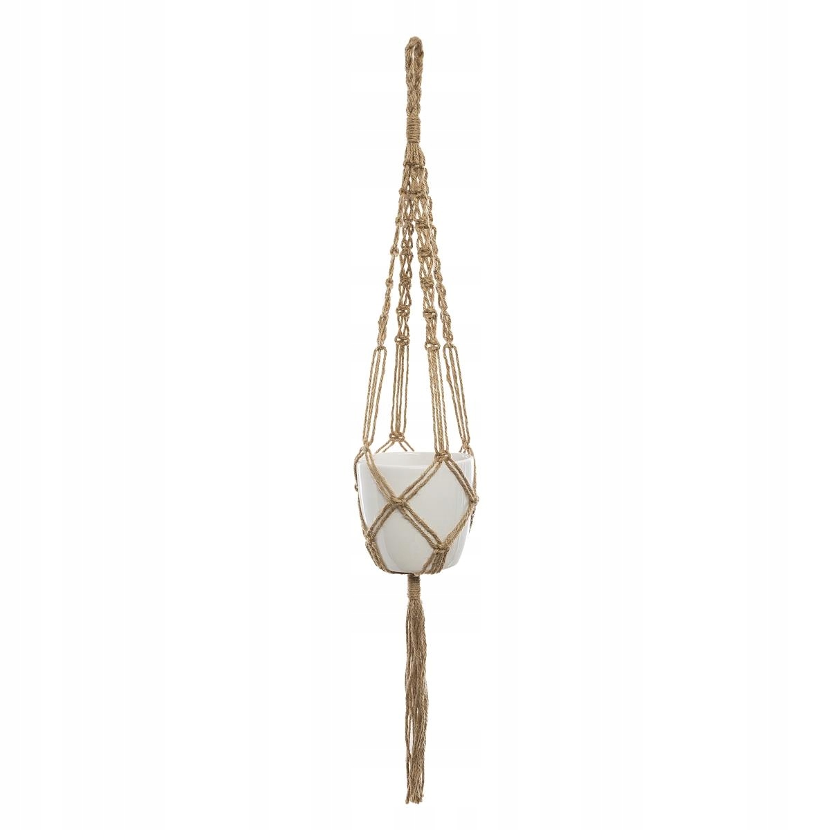 

Kwietnik Boho ze sznurka wiszący z doniczką juta