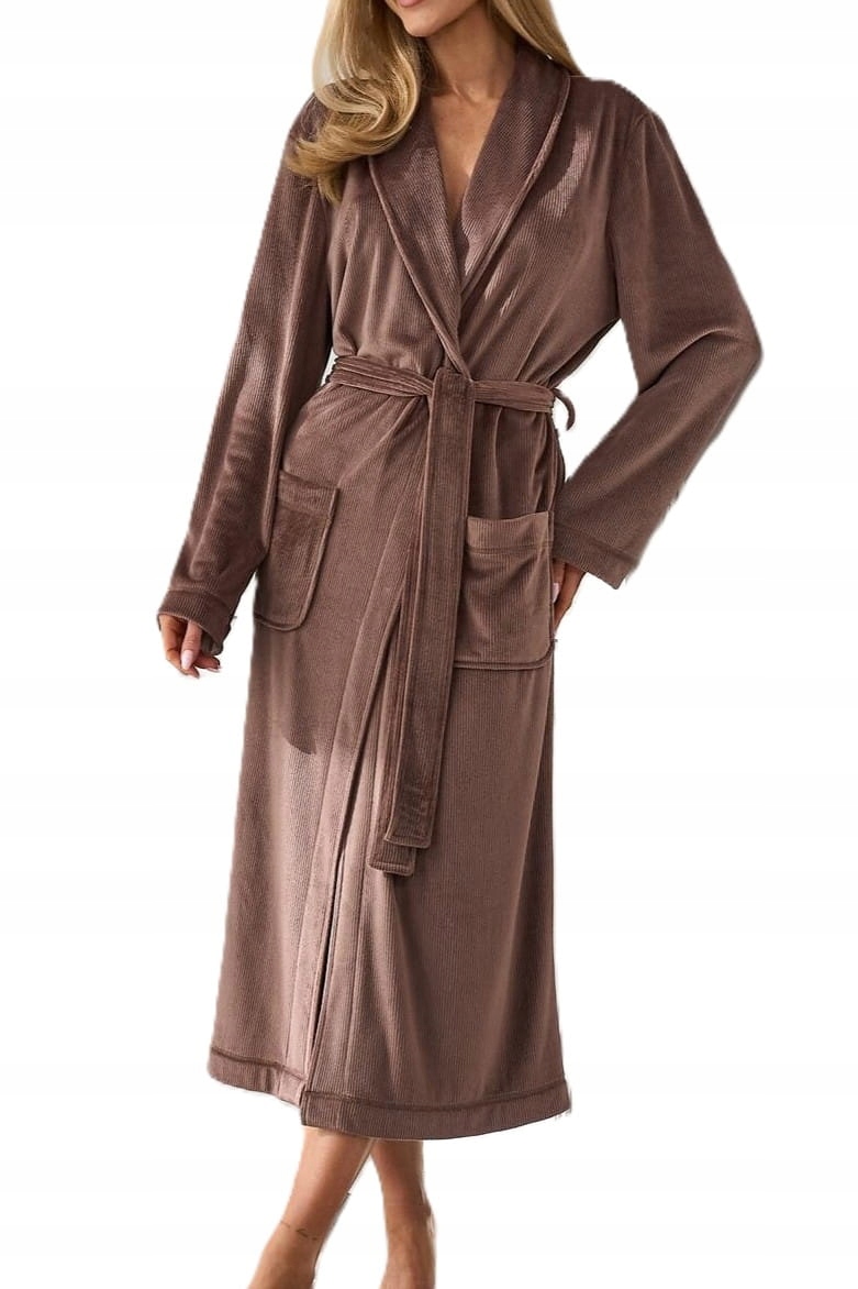 Dlouhý dámský župan L&L 2510 Aura čokoládový [Velikost 2XL]