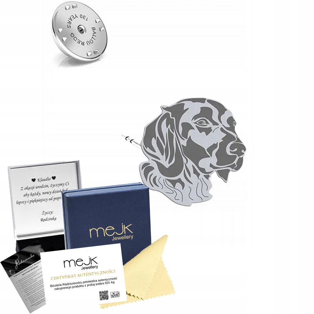 Odznak Stříbrná s psem Malý Münsterländer 925 Šperky Dárek Dedikace