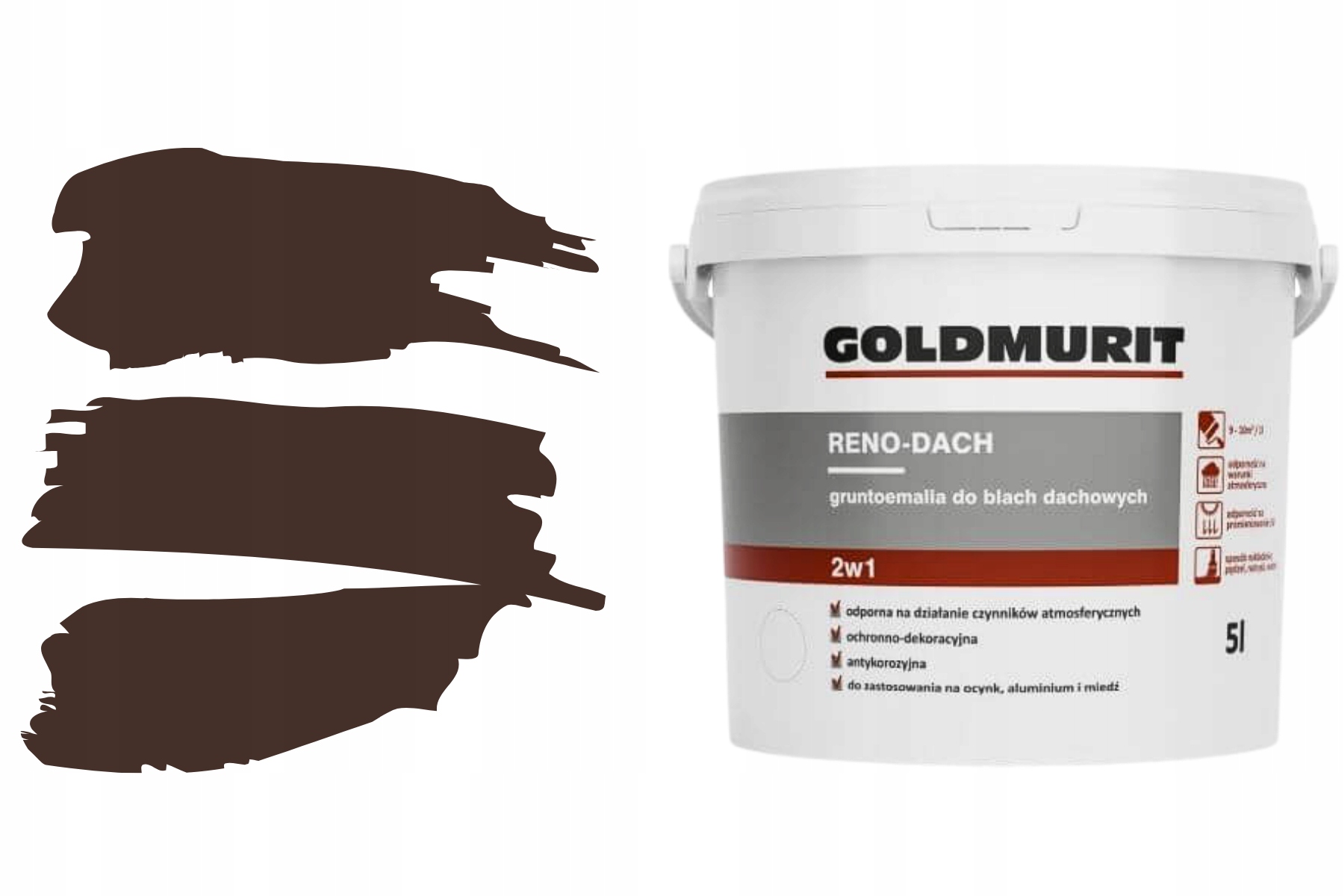 Goldmurit Reno-Dach farba na strechy vodou riediteľná hnedá RAL8017 5l