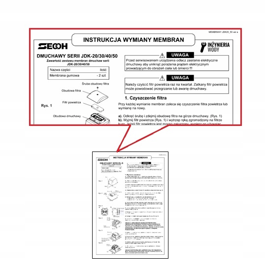 Oryginalne membrany sprężarki SECOH JDK-50 (2szt.) Producent Secoh