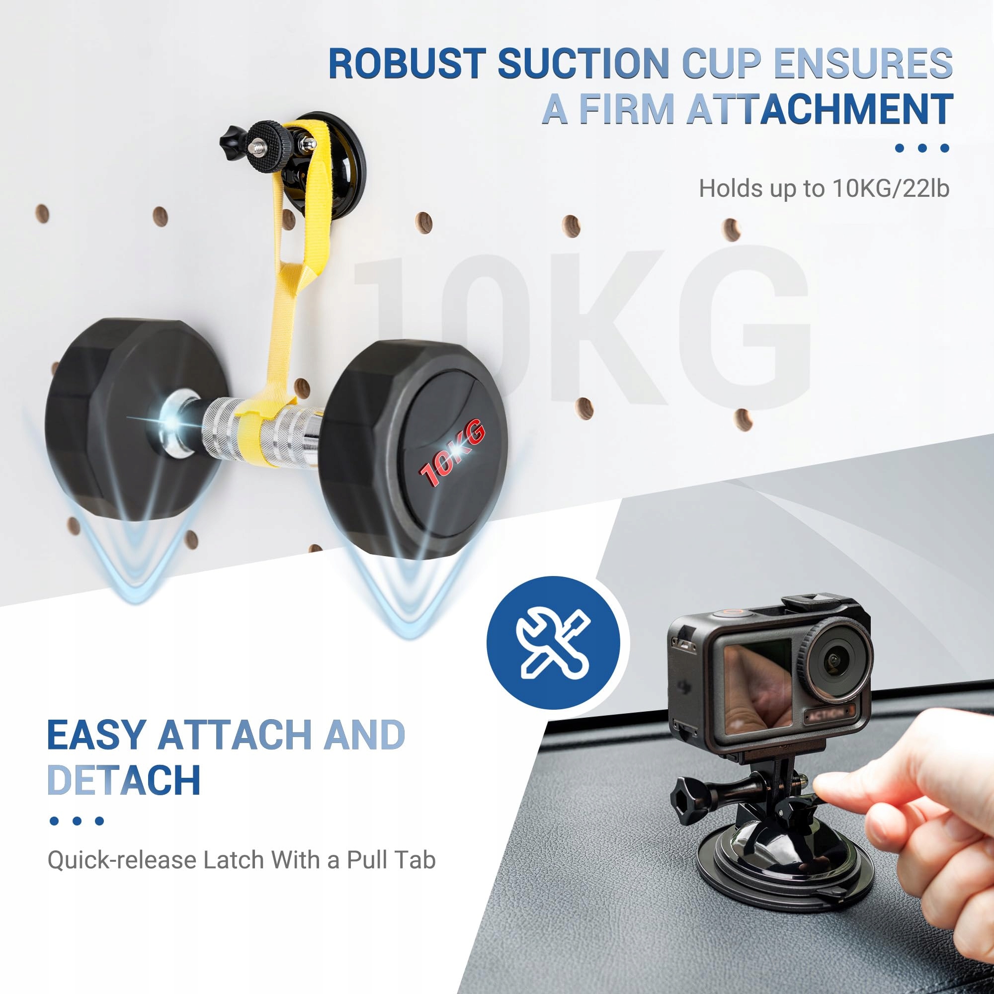 Uchwyt Przyssawka Do Kamery Sportowej GoPro DJI Mikrofon LED Auto JJC — miniatura 7