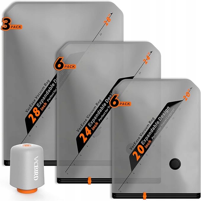 Vakuové Sáčky Vacbird Na Cesty Sada 20 Kusů Elektrická Pumpa