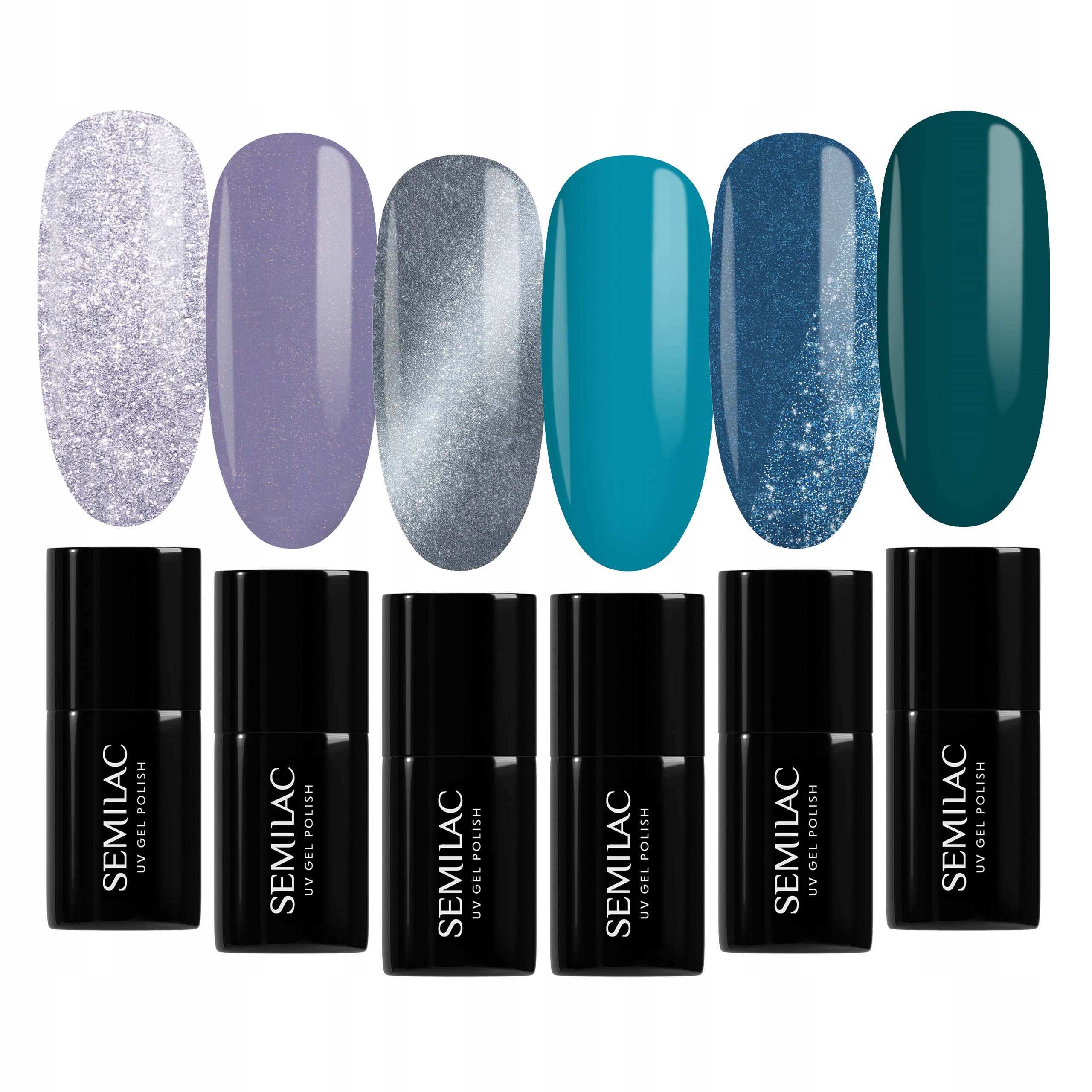 Semilac Zestaw Lakierów Hybrydowych Do Paznokci Niebieskie Odcienie 6 Szt