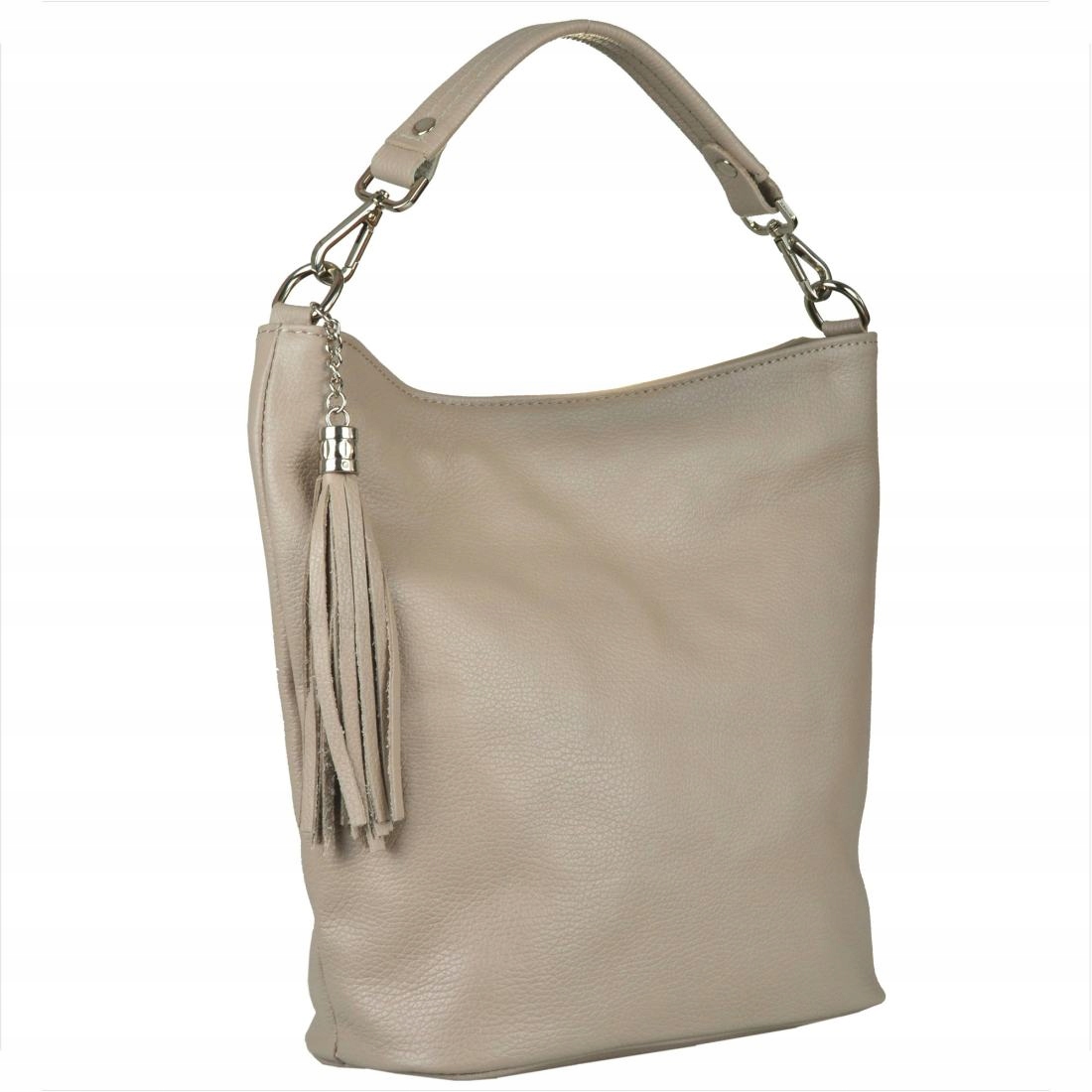 Lehká kožená kabelka shopper bag béžová
