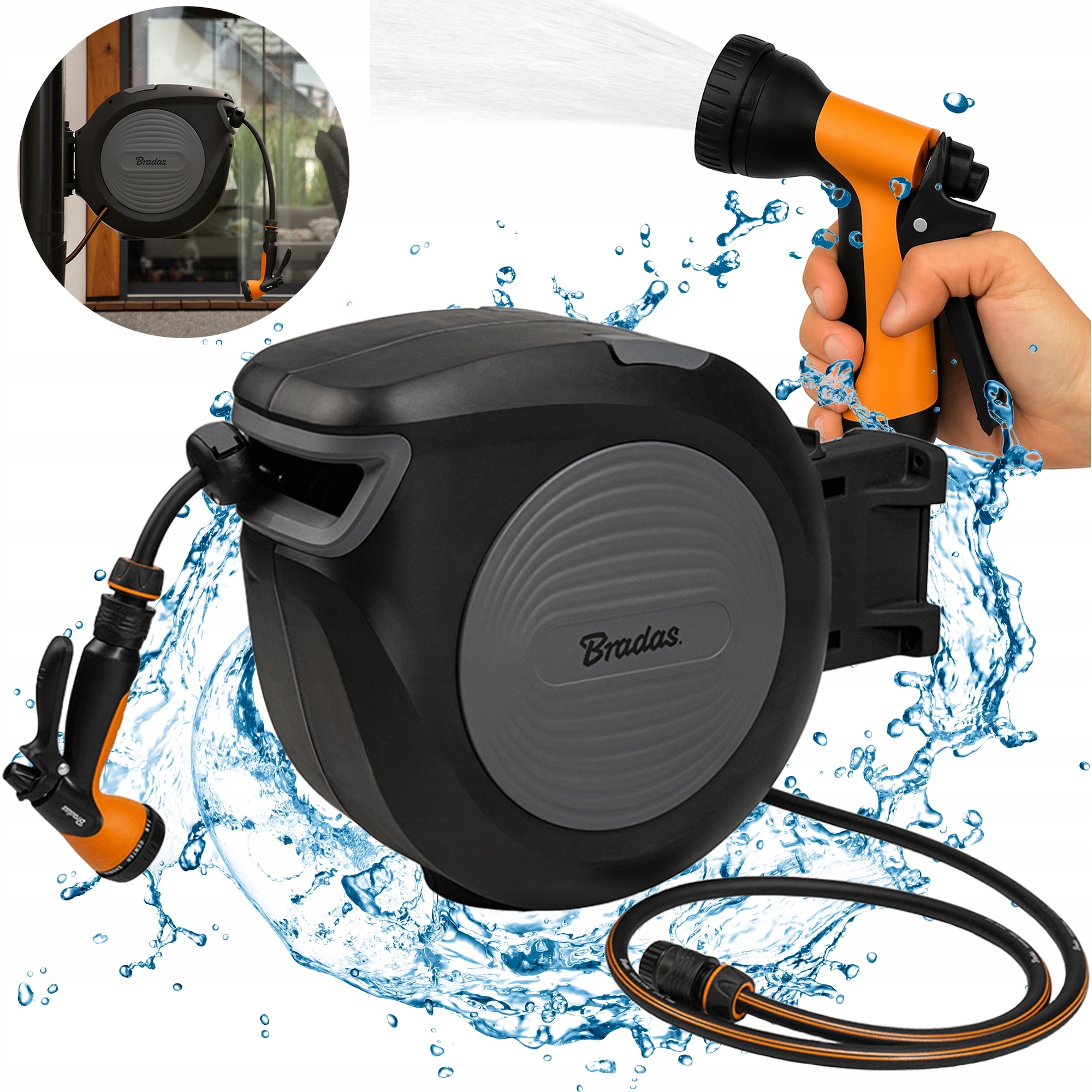 Automatický Navíjač Na Stenu Na Záhradnú Hadicu 20 M S Hadicou Bradas V Záhrade