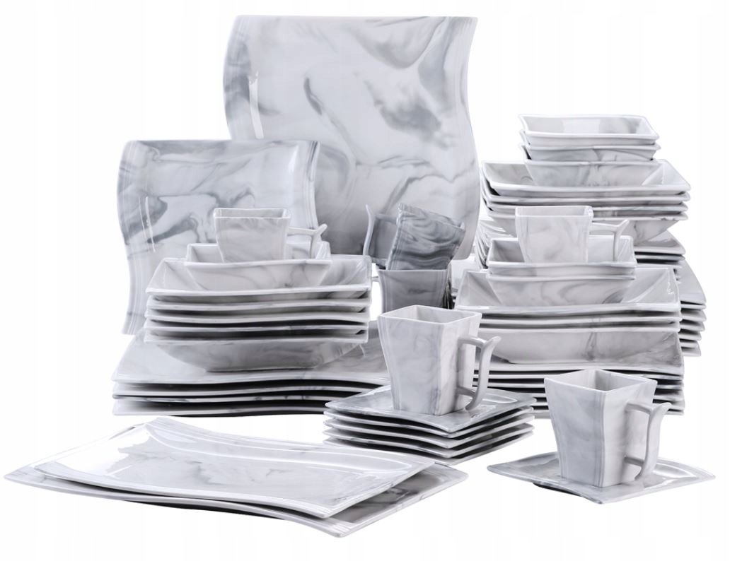 MALACASA FLORY MARBLE zastawa obiadowa 12os/56szt