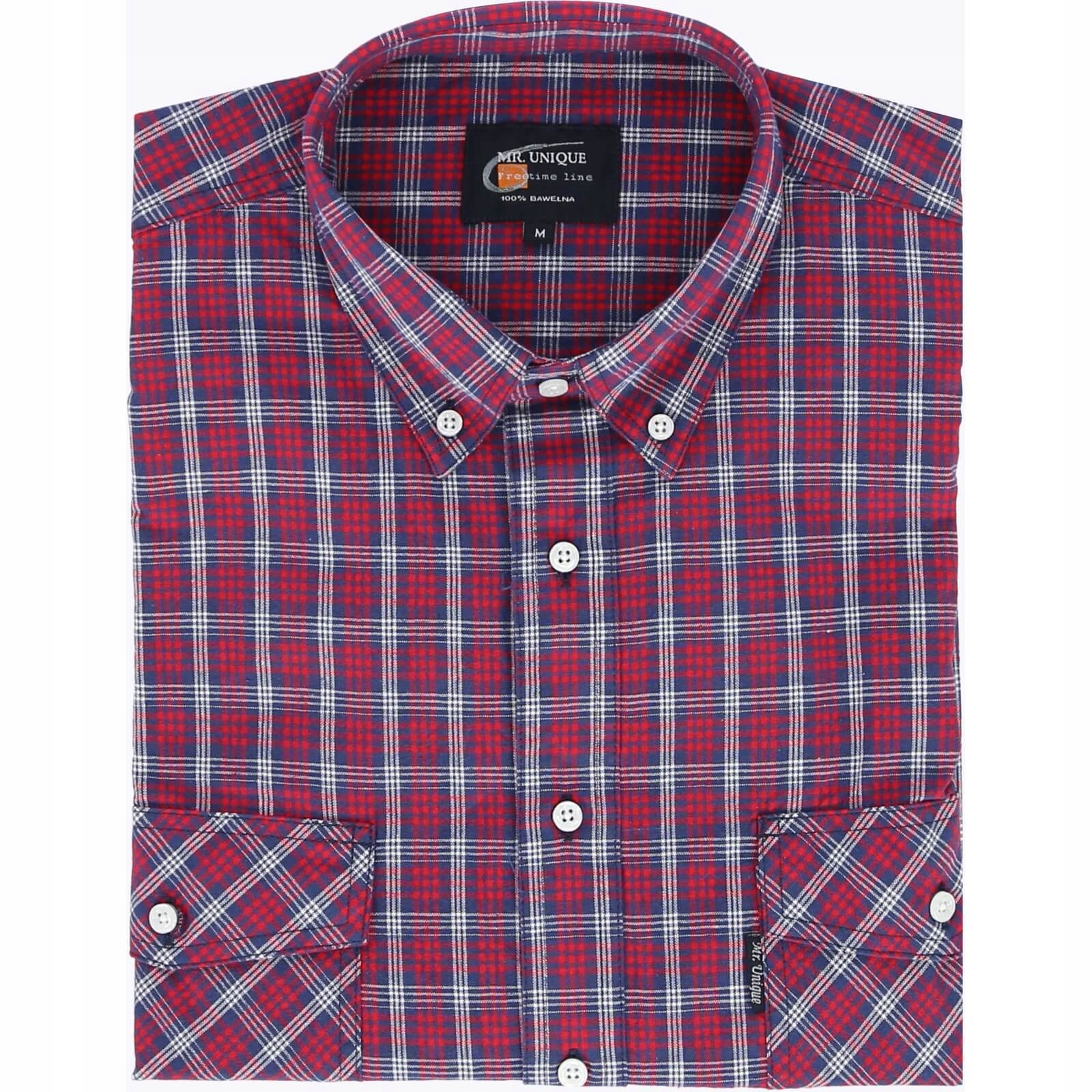 Szeroka Duża Bawełniana Koszula Męska w Kratkę Mr.Unique XL_klatka_128