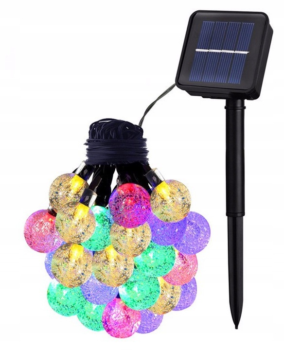 GIRLANDA Lampki ogrodowe SOLARNE 20 LED Multikolor