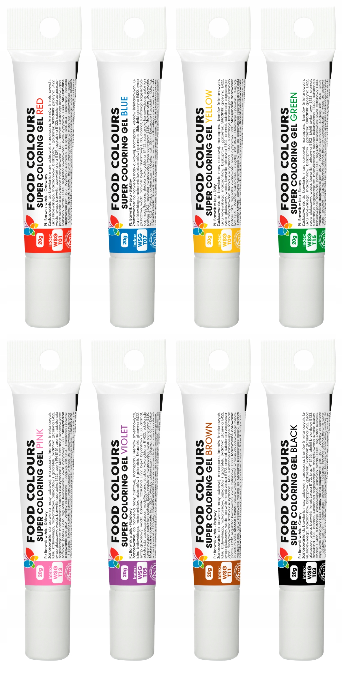 Sada 8 potravinářských barviv v gelu MIX barev 8 x 20 g Food Colours