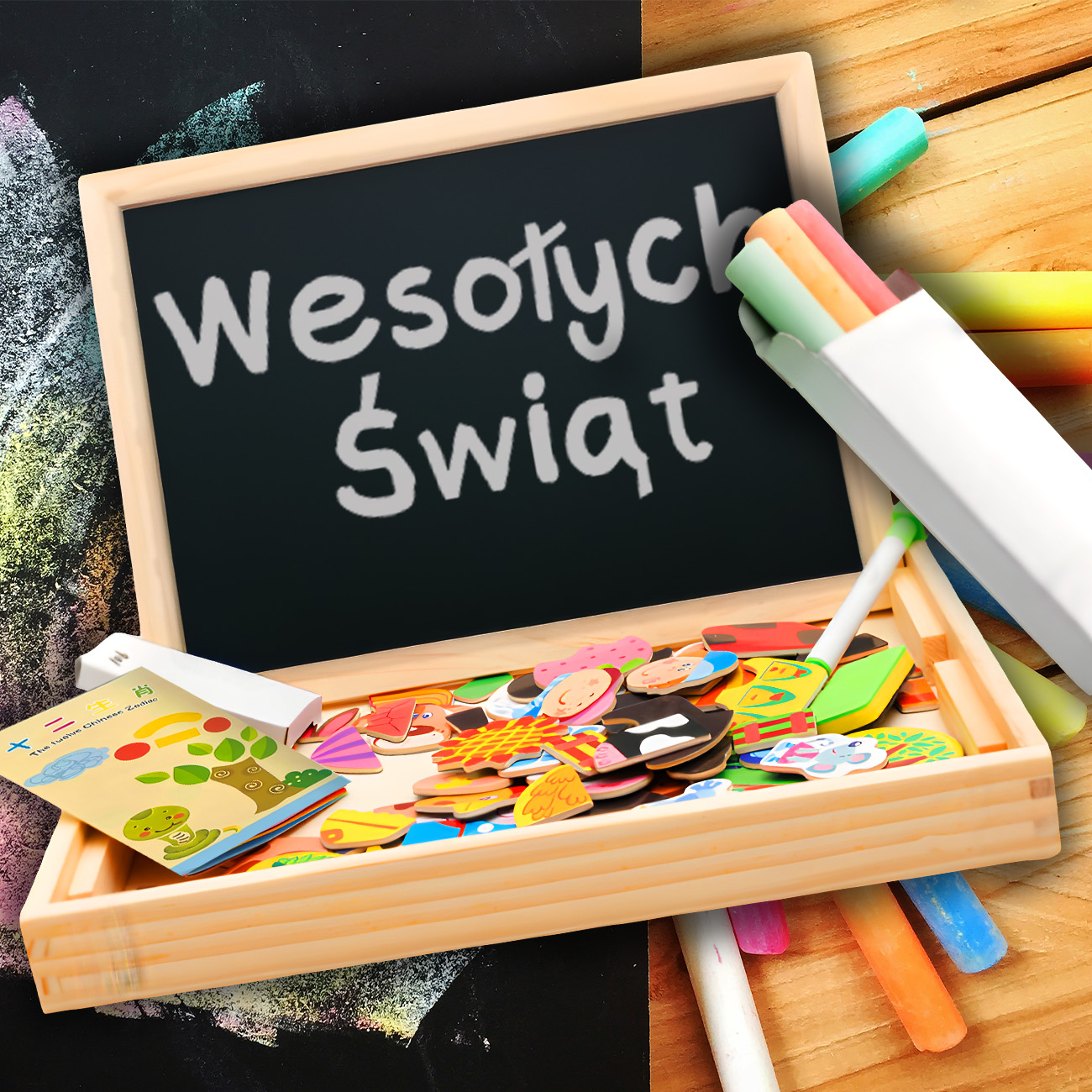 TABLICA MAGNETYCZNA KREDOWA SUCHOŚCIERALNA RYSOWANIA DWUSTRONNA AKCESORIA Marka MAX SELL