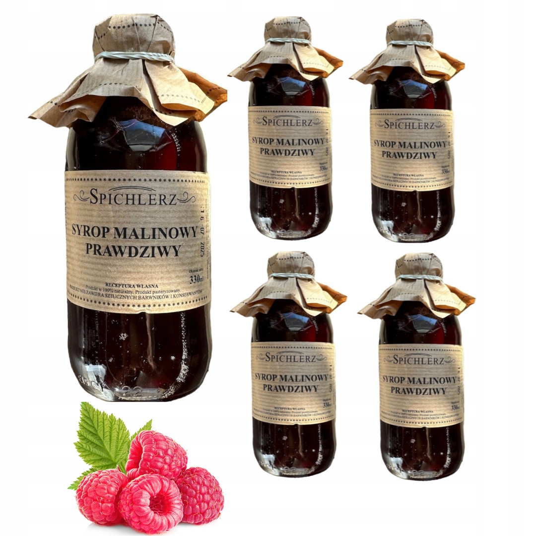 Levně Set 5ks Malinový Sirup přírodní Ekologický do nápoje Ovocný Džus