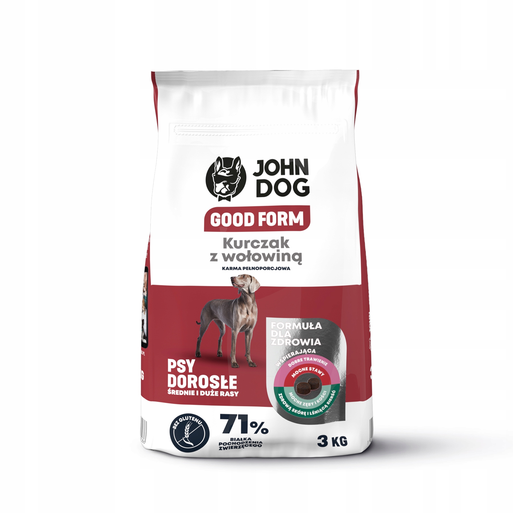 Krmivo suché pro psy John Dog bezobilné kuře s hovězím masem 3 kg