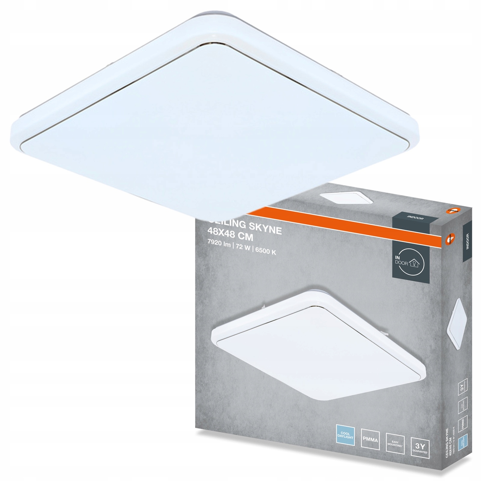 Stropní Svítidlo Led nástěnné svítidlo 72W 5040lm 6500K Čtvercový Bílý Skyne Osram