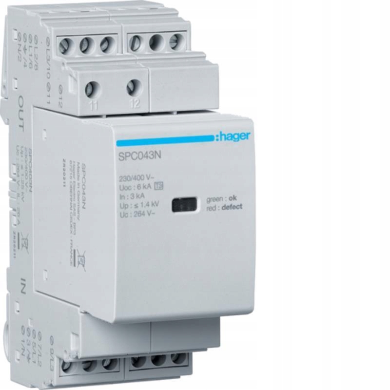 Omezovač přepětí T3 Spd, 4P, Tn-s, In 3kA, Up1,4kV kontakt SPC403N
