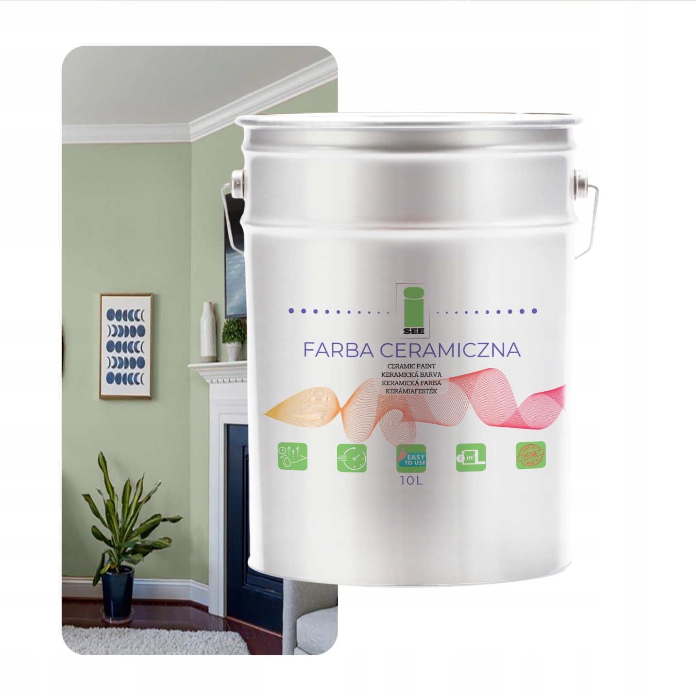 Keramická Umývateľná Farba Na Steny Zelený Čaj 10 L, Odolná Voči Škvrnám