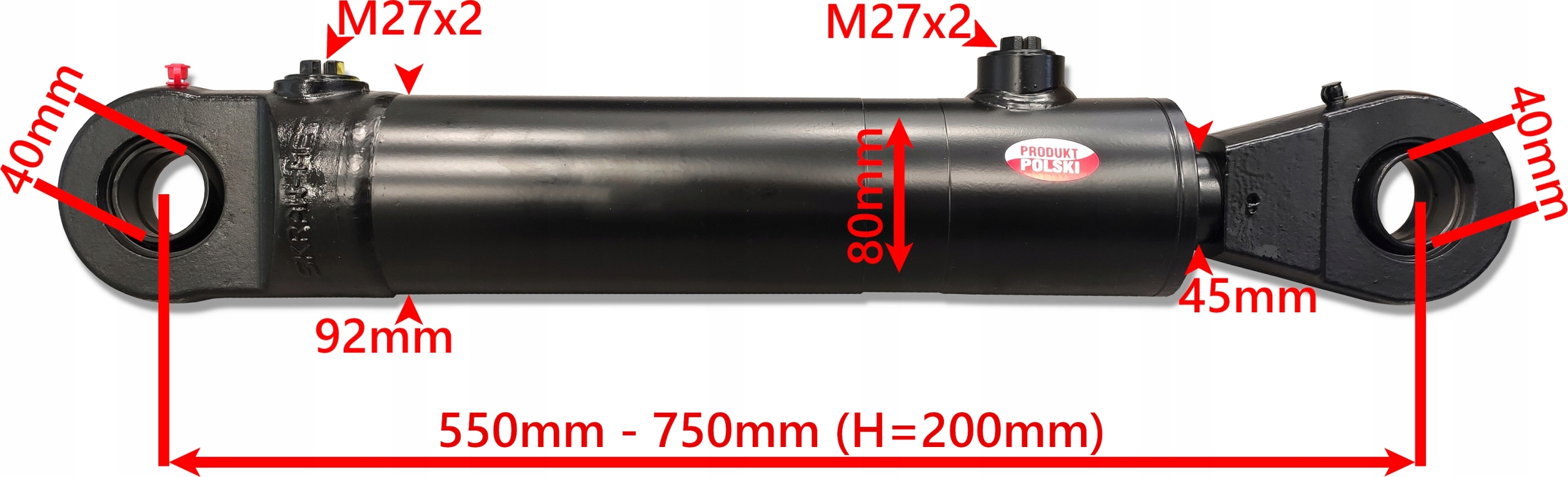 CJ2F.80.45.200-00 - Гидравлический цилиндр 80X45 ход 200 + крепления