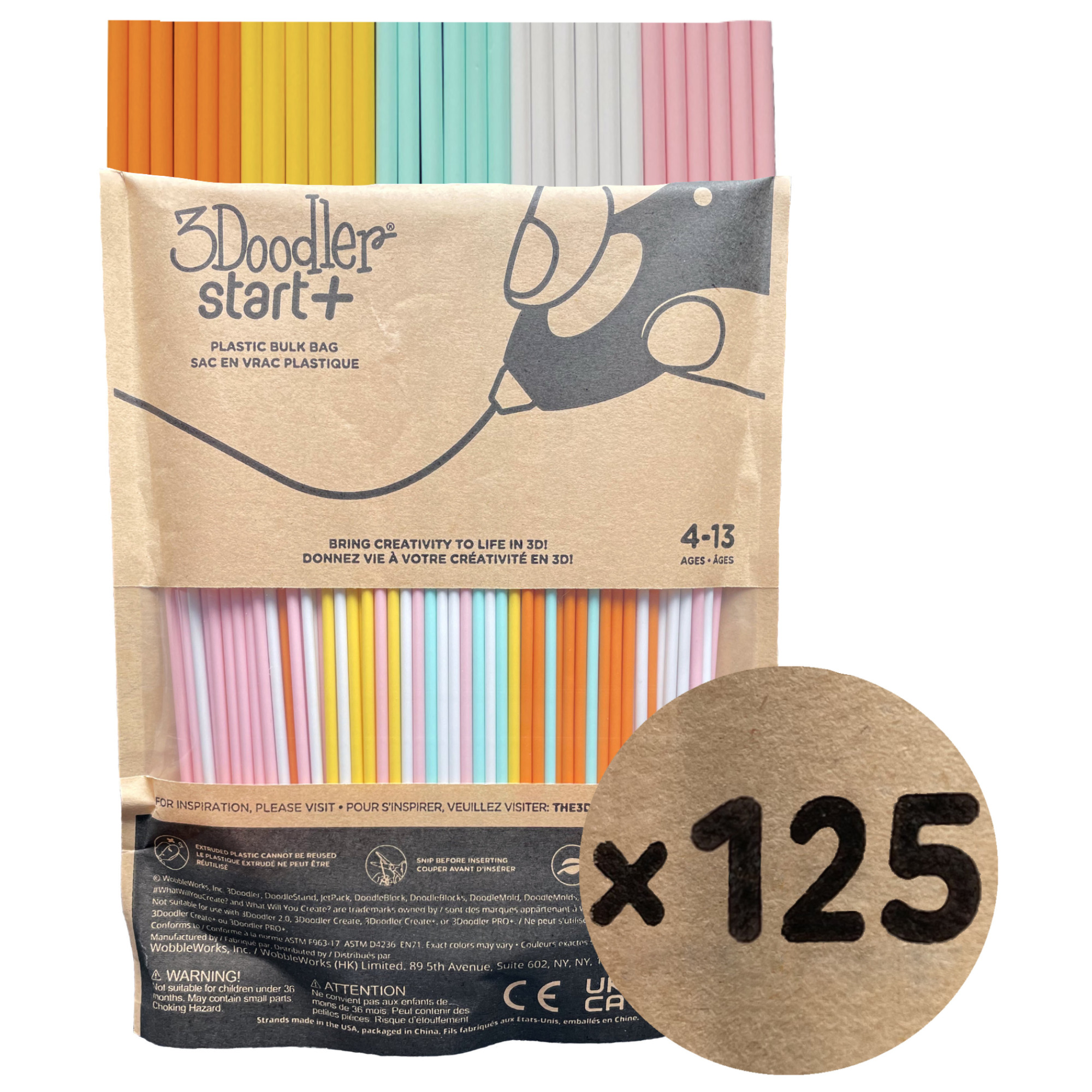 Filament Zapasowe Wkłady Wymienne do Długopisu 3d 3Doodler Start 125sztuk