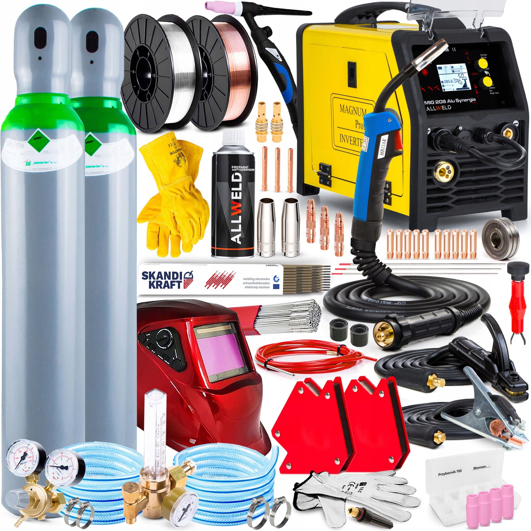 Svářečka Magnum Mig Mag Mma Tig Flux 230V 200A Synergie Hliník Igbt LCD