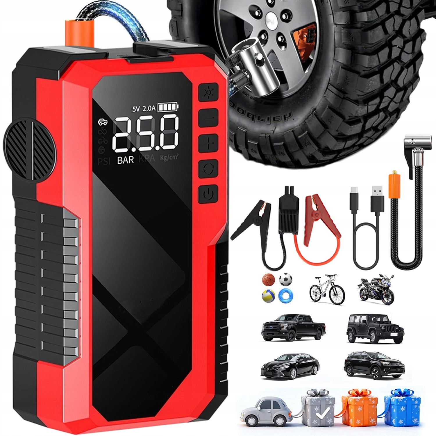Boosterové Zariadenie Powerbank Jump Starter 6400MAH Multifunkčné