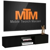 WISZĄCA SZAFKA RTV POD TELEWIZOR 140 cm CZARNY MAT PÓŁKA KOMODA STOLIK