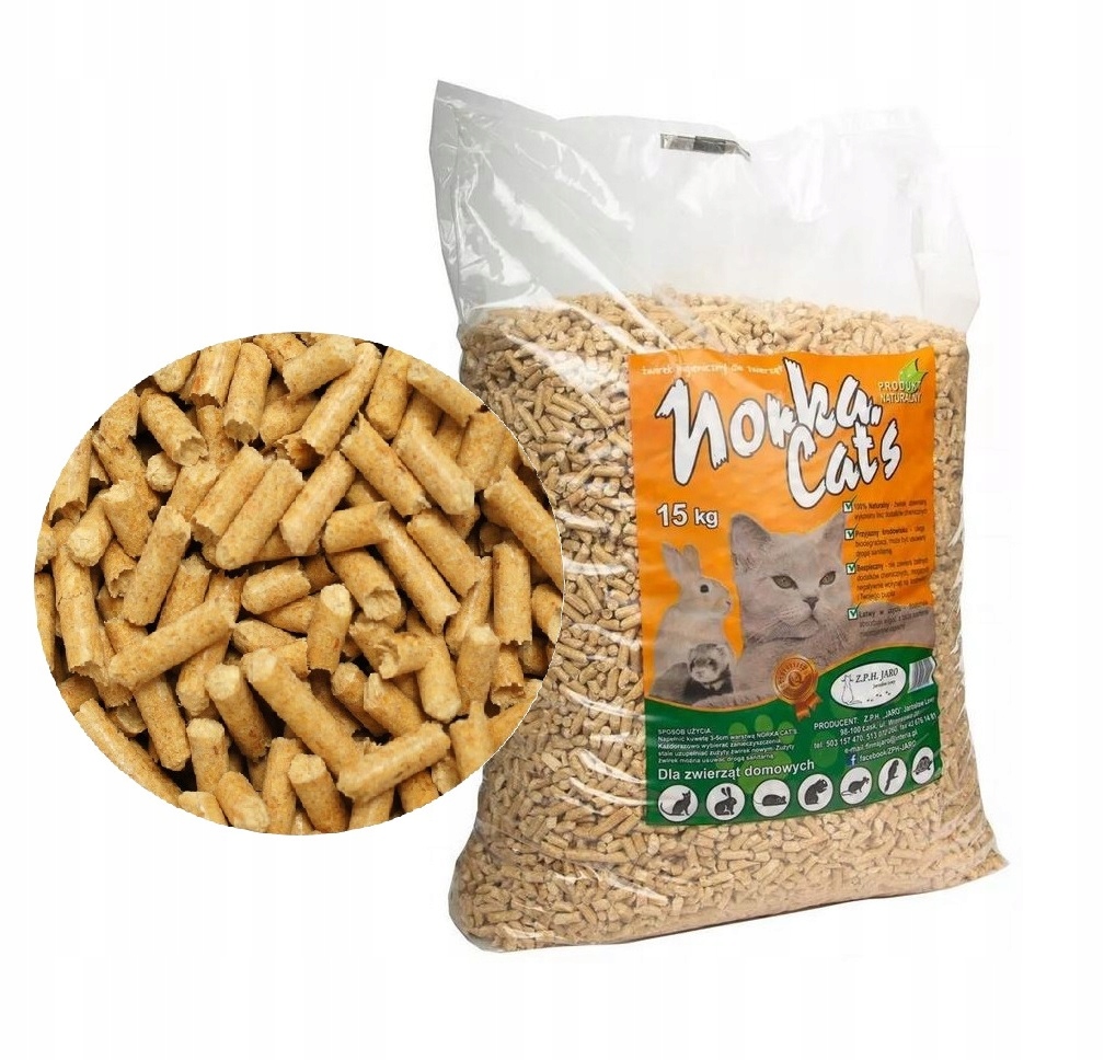 Żwirek drewniany Pellet podłoże ściółka chłonna Dla Kota Królika pelet 15kg