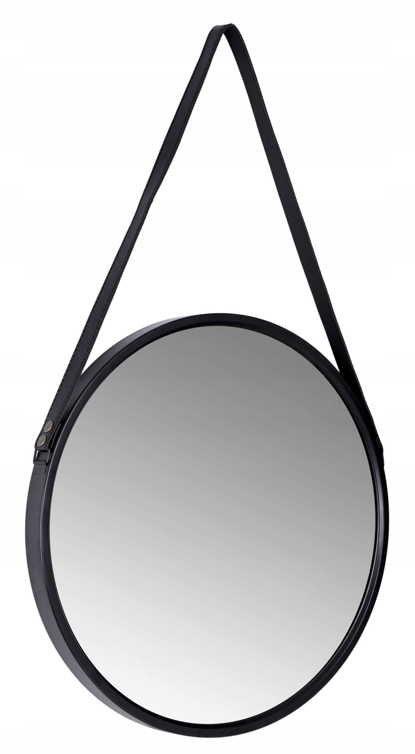 LUSTRO WISZĄCE NA PASKU CZARNE OKRĄGŁE LOFT NOWOCZESNE ŚCIENNE LOFTOWE 50cm