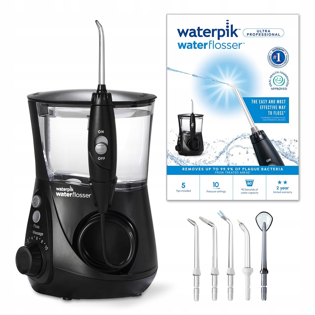 WATERPIK Ultra Profesjonalny Irygator, 7 Końcówek, 10 Ustawień, Czarny — miniatura 2