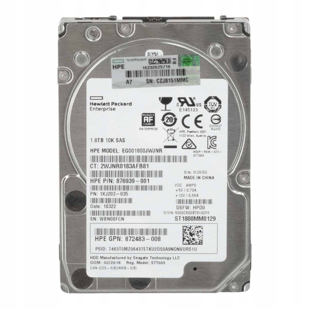 Hp 876939-001 1.8TB 10K 256MB SAS-3 2.5'' EG001800JWJNR