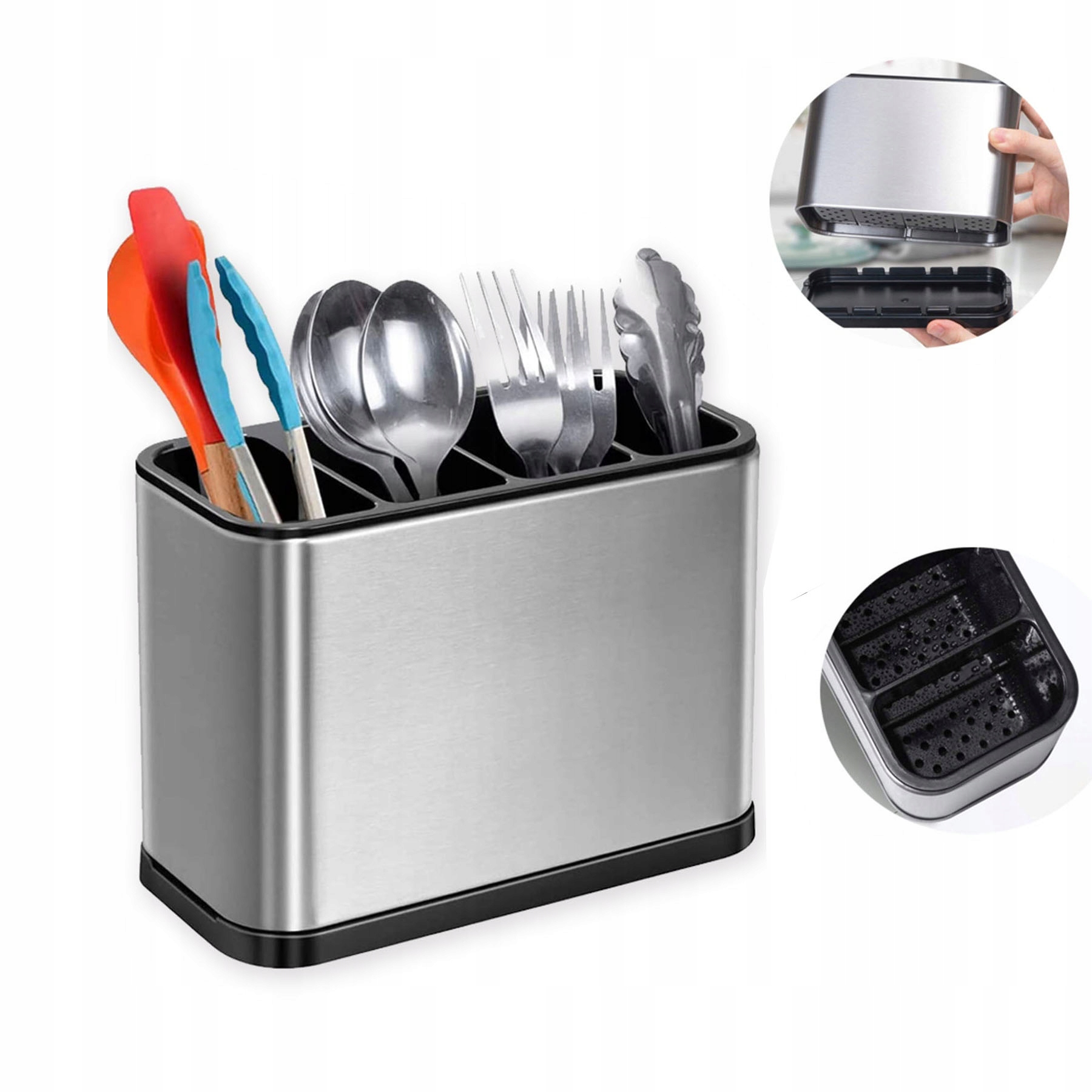 Levně Sušička nádobí Liquid Manager z nerezové oceli, úložný box na nádobí