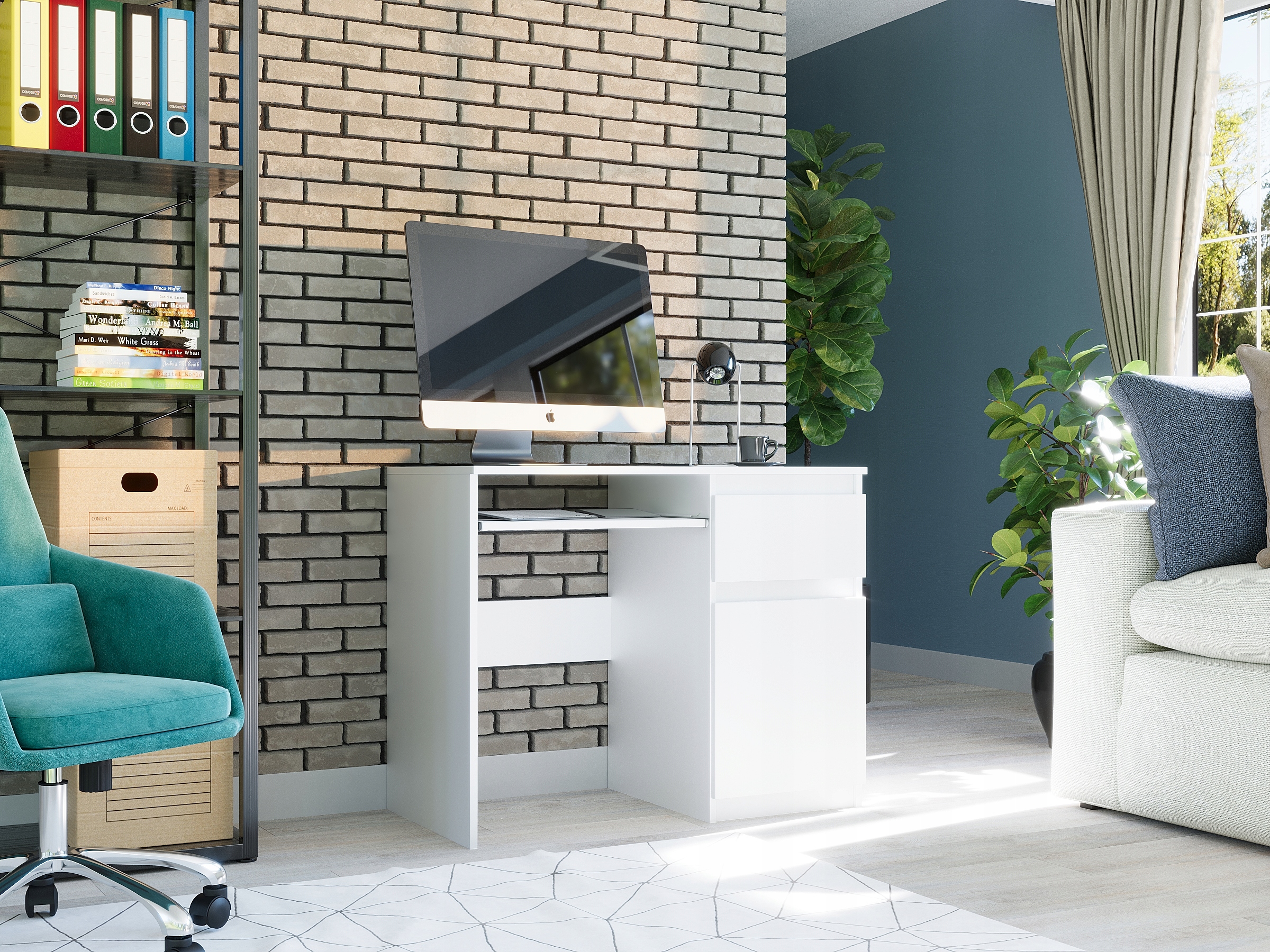 Meble Biurko komputerowe stolik 90cm białe N-33