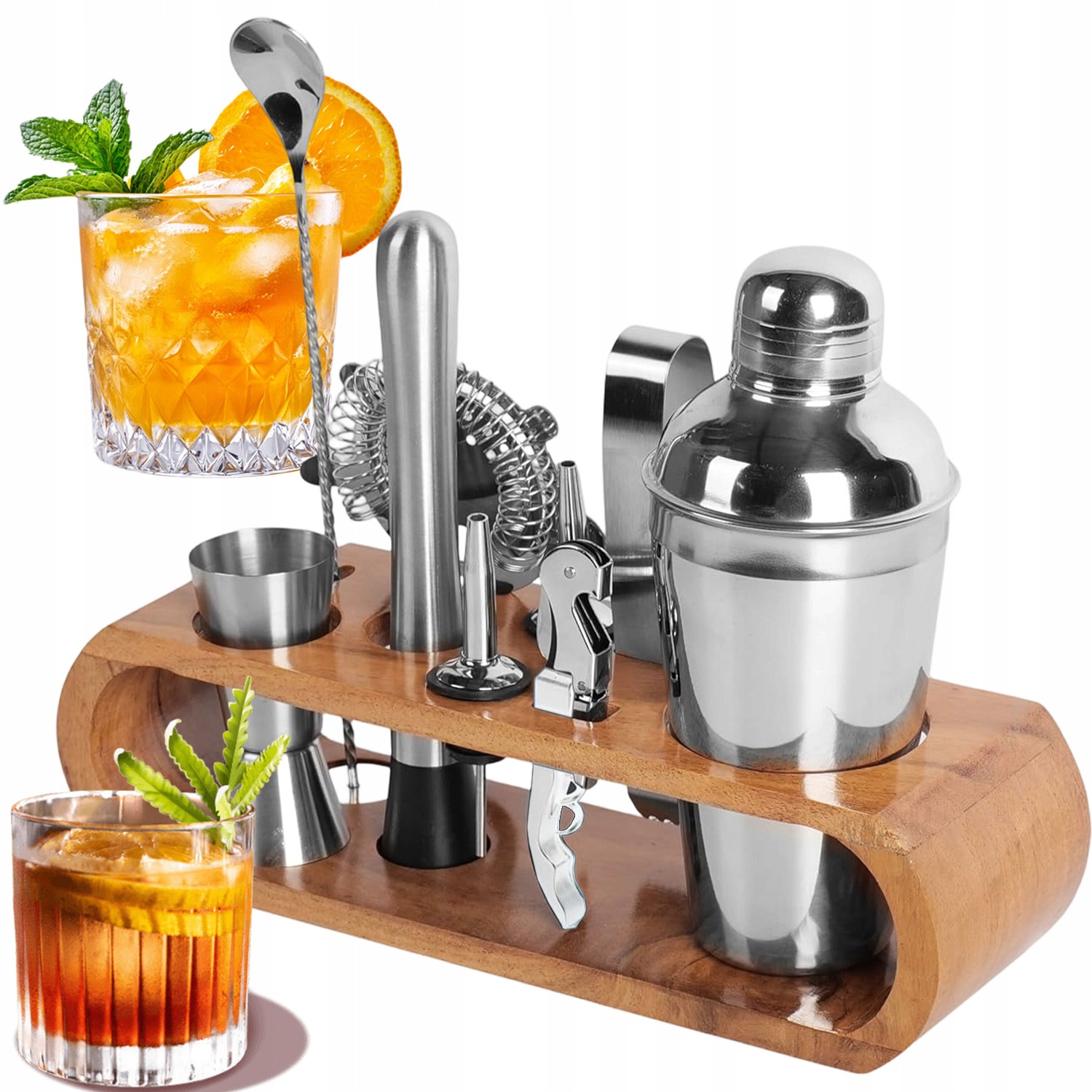 Profesionální Shaker 750 ML Barmanský Set 10 Ks Na Nápoje Se Stojánkem