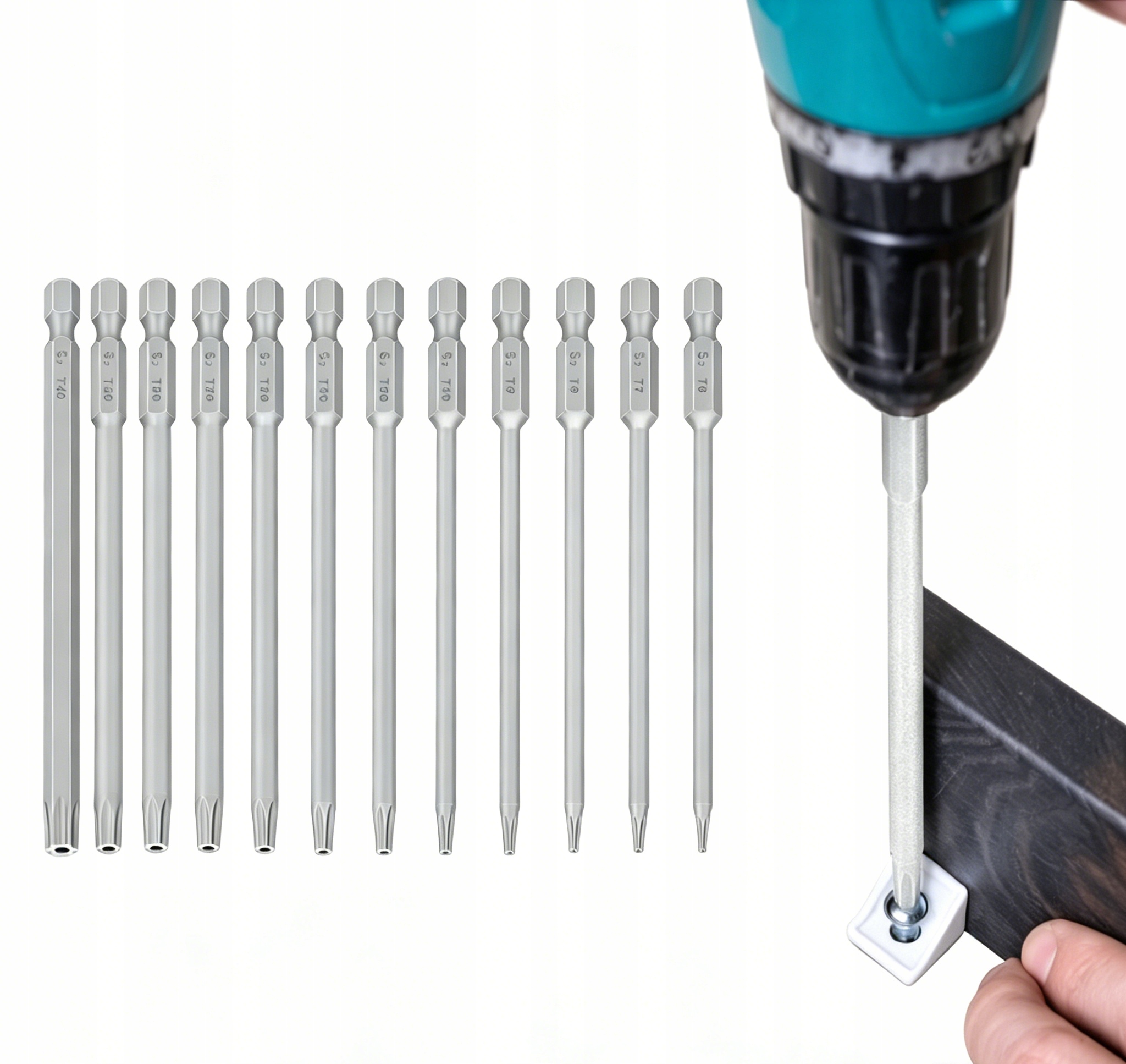 11X Długie Bity Torx Klucze Zestaw Bitów 150mm T6 T15 T20 T25 T27 T30 T40