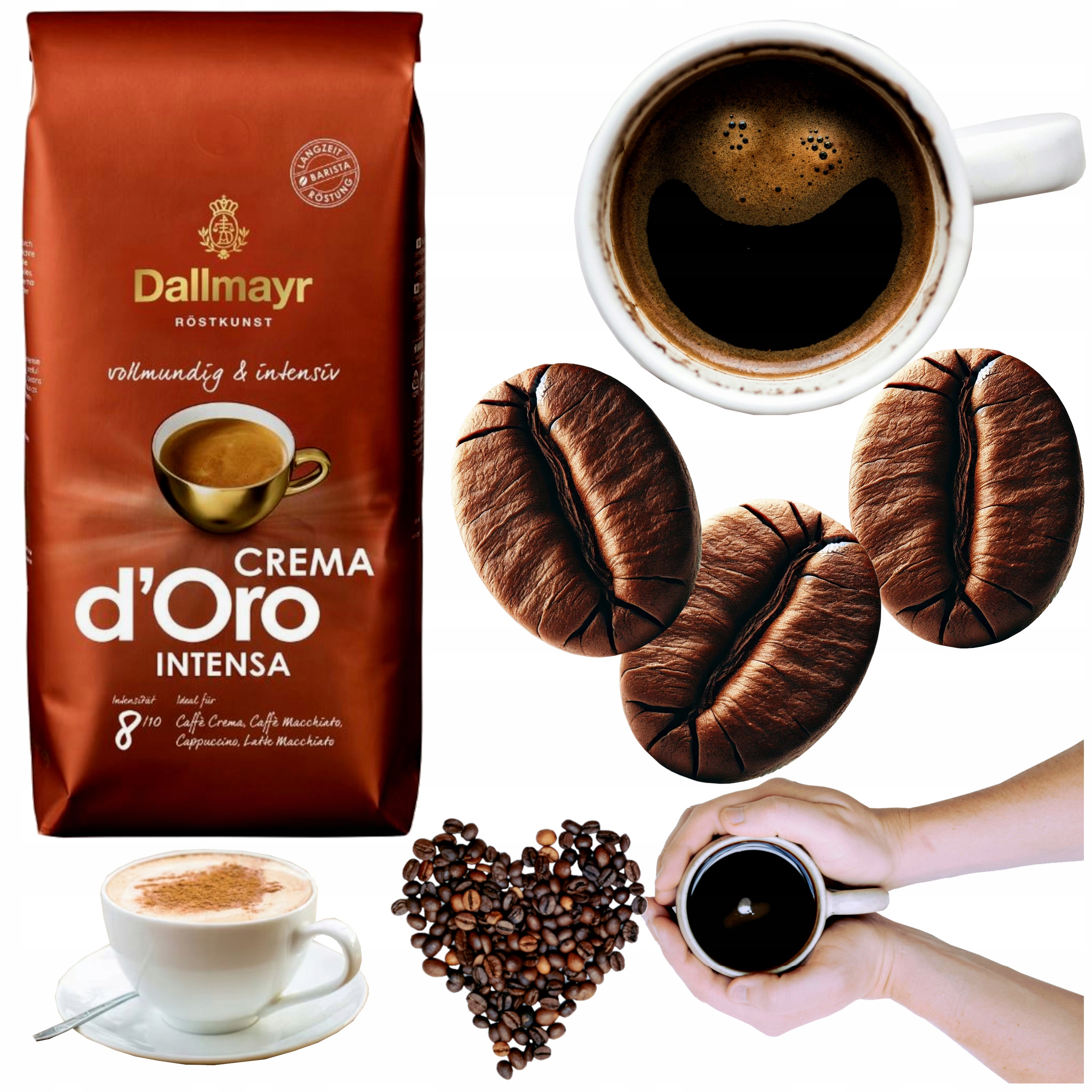 Káva zrnková Dallmayr 1 kg Crema d'Oro Intensa 100% Arabica cafe 1000 g