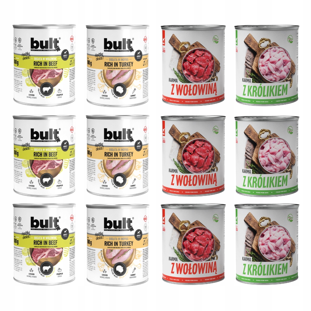 Levně Krmivo Pro Psa Vlhké Krmivo MIX Chutí Krůta Hovězí Králík 12x800 g