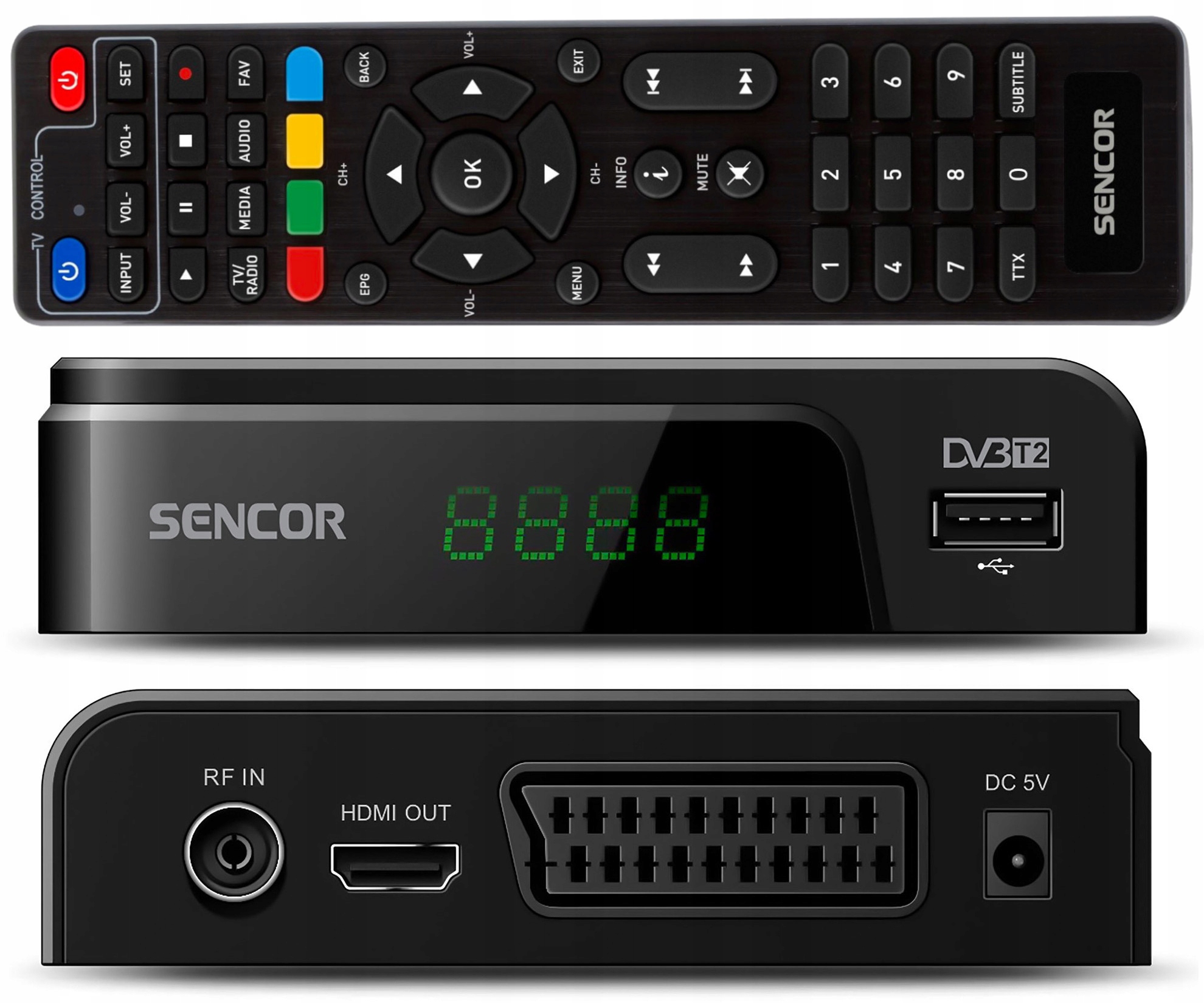 SENCOR SDB524T Dekoder TUNER telewizji naziemnej DVB-T2 H265 HEVC USB HDMI