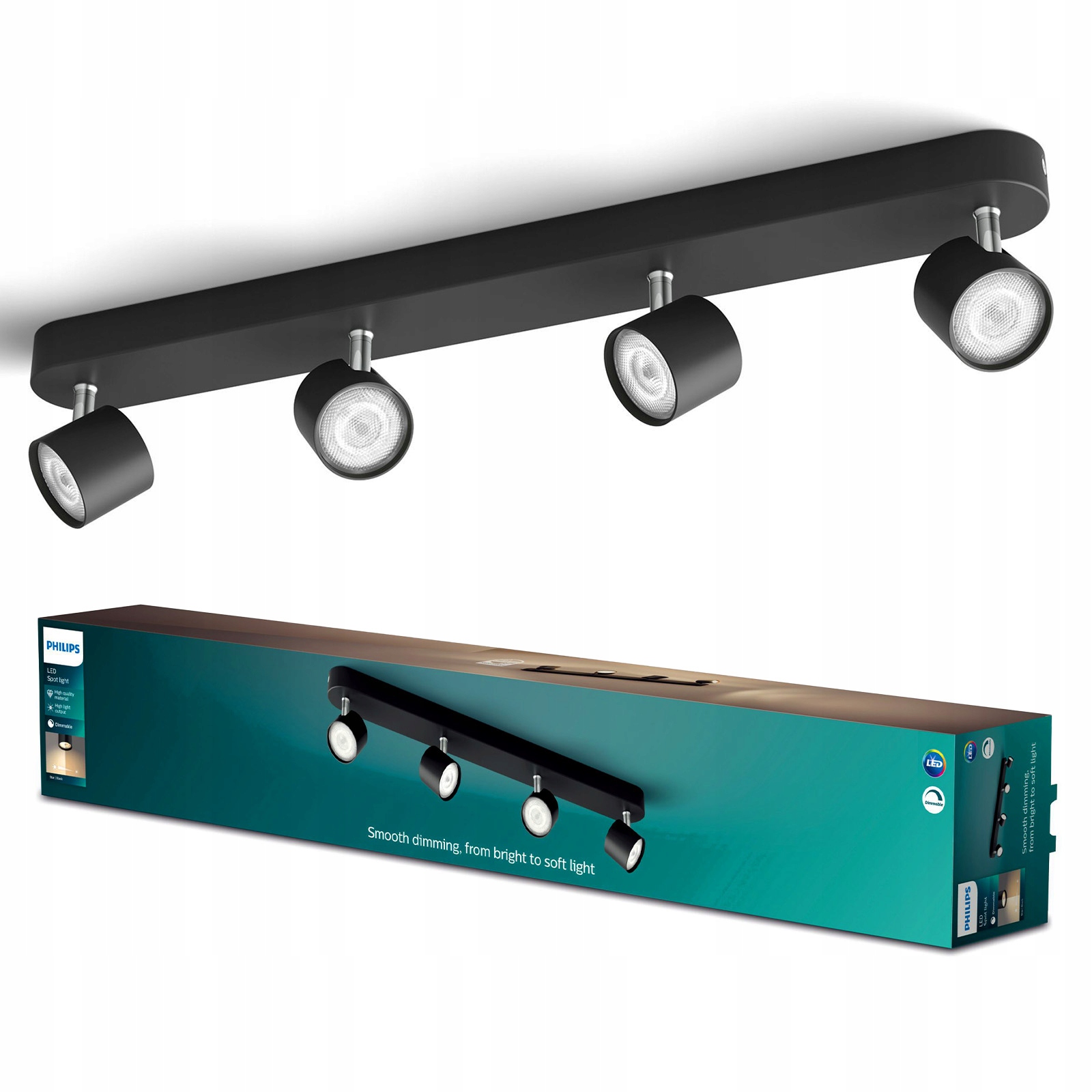 Stropná lampa Led reflektor 18W 2000lm 2700K Čierna Star Philips