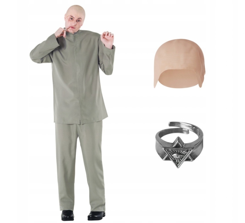 Pánský kostým s maskou Kostým Doktor Zlo Převlek Doktor Evil velikost M