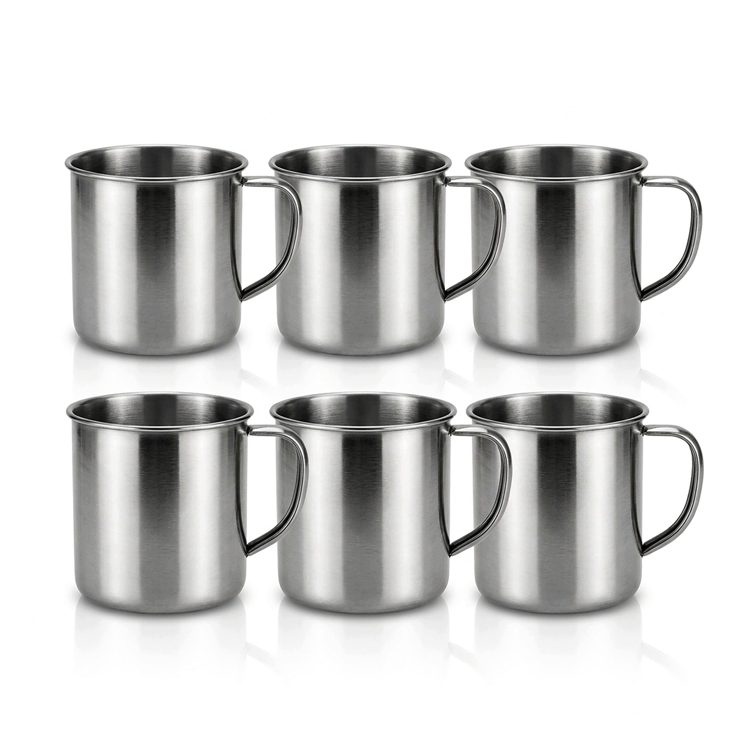 6x Kubek stalowy turystyczny z uchem 310 ml na biwak kemping podróż 8 cm