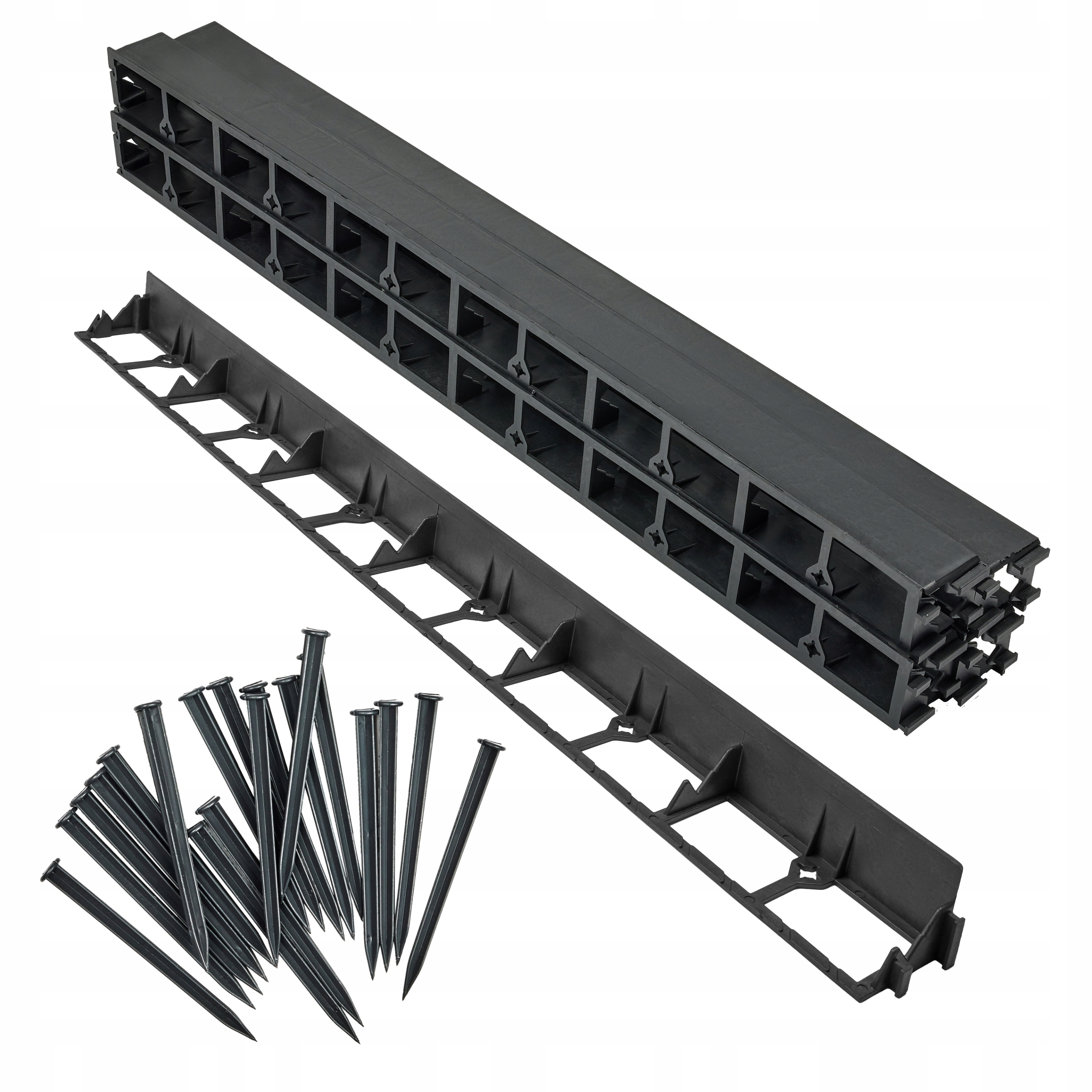 Trávníkový lem zahradní border 58 mm x 100 cm černý 50 x kolíky