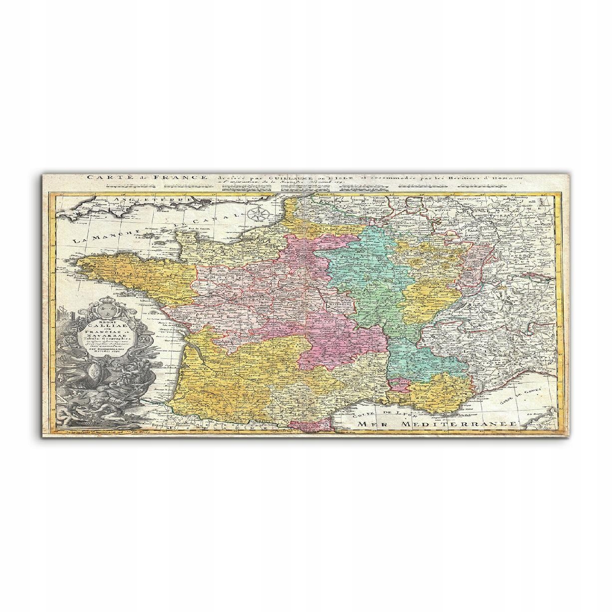 

Fotoobraz 140x70 na prezent Mapa Francja Vintage