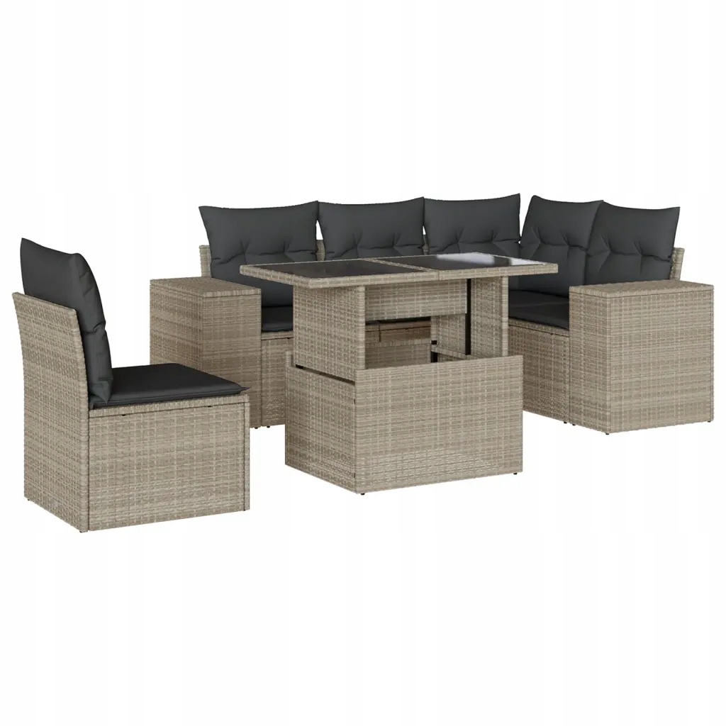 Modulární zahradní nábytek set světle šedý s polštáři 62 x 62 x 69 cm