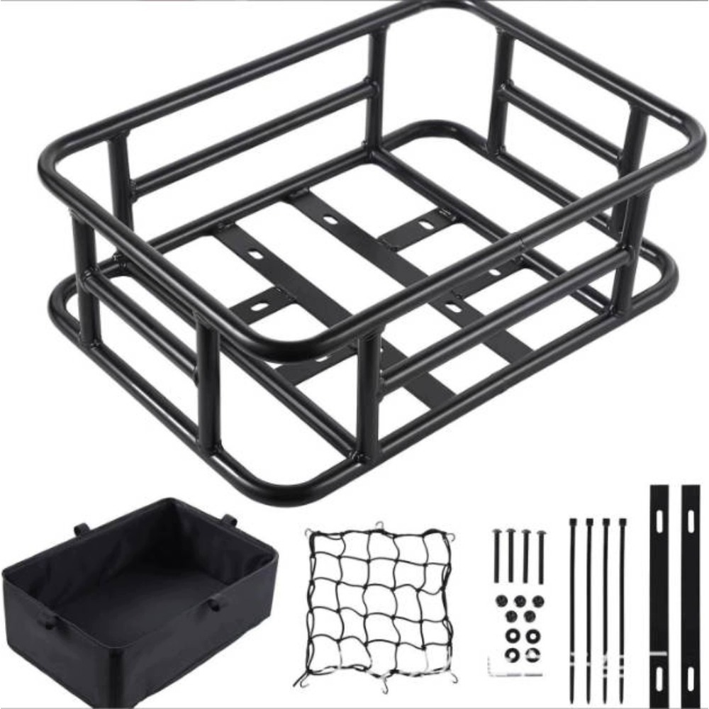 Bagażnik Na Koszyk Rowerowy 70kg 45,6×32×15cm Duży Metalowy Tylny z siatką na ładunek