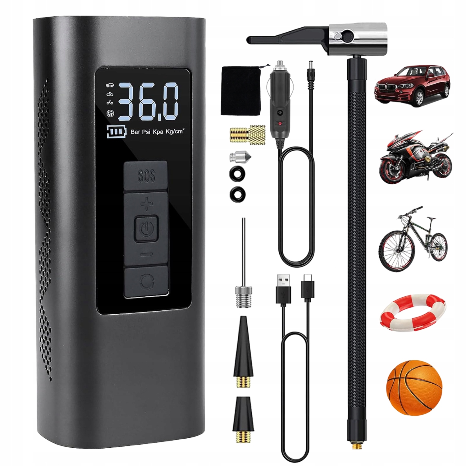 POMPKA ELEKTRYCZNA PRZENOŚNA DO ROWERU ROWEROWA 6000mAh