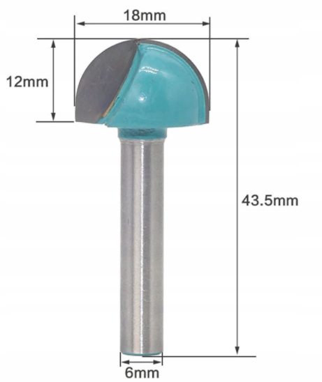 

Frez Kulisty Półokrągły Kulowy 6mm x 18mm Węglik