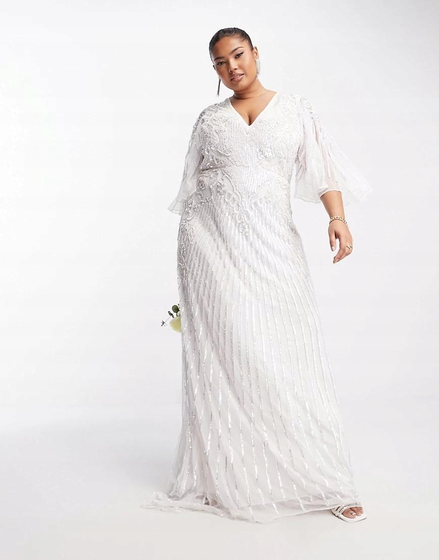 Bílé Šaty Zdobené Flitry Asos 44
