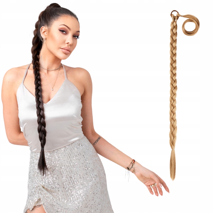 Připínací cop na gumičce, umělé vlasy 85 cm #86/26 karamel blond