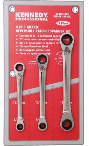 Očkové klíče s ráčnou 8-19mmi 4v1 Kennedy KEN5826860K